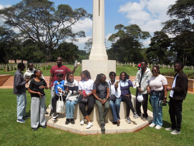 STTA Young Change-Makers at Nairobi War Cemetery sharing insights during Outdoor Connect