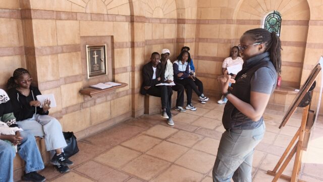 STTA Young Change-Makers at Nairobi War Cemetery listening to their guide